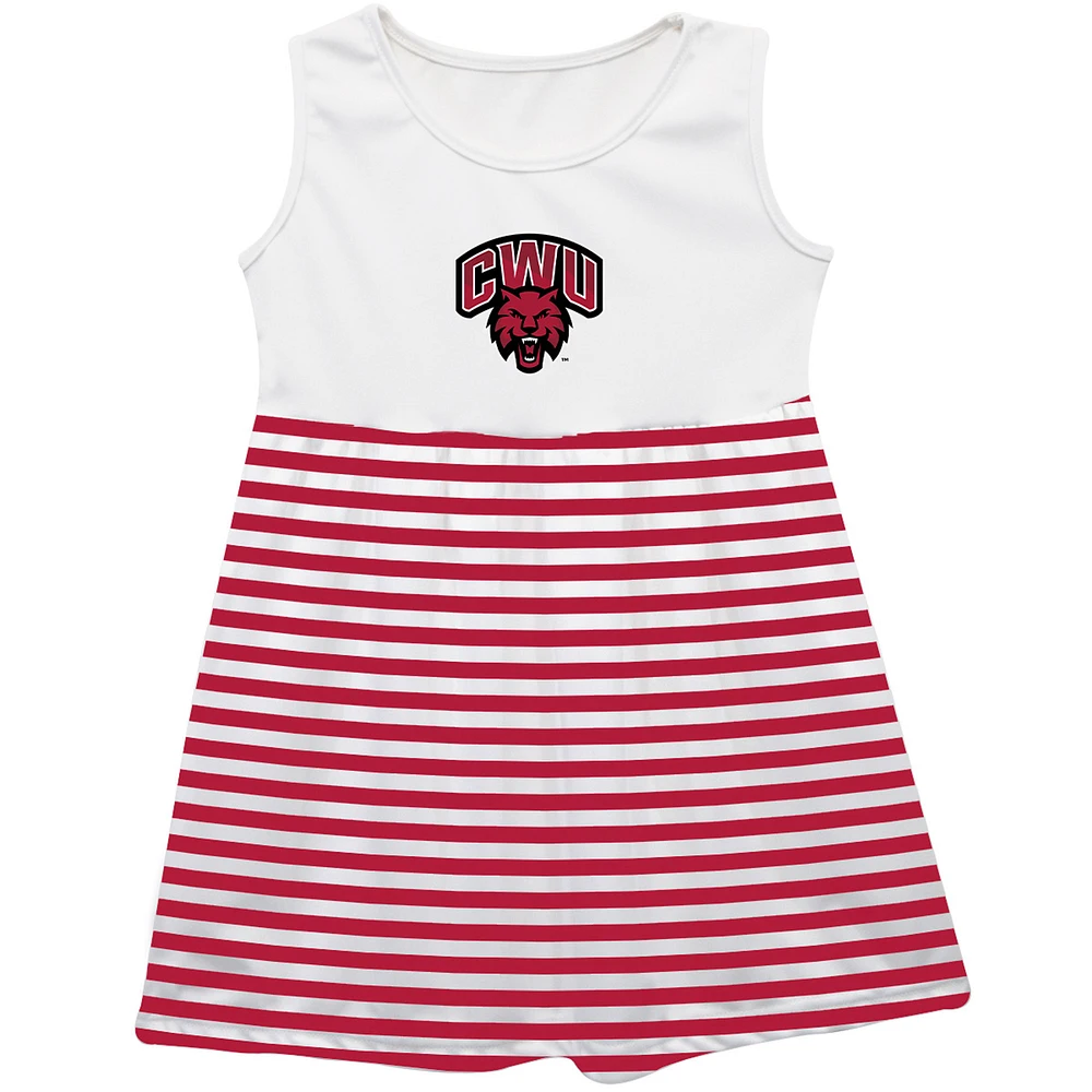 Girls Youth Vive La Fete Crimson Central Washington Wildcats Striped Tank Top Dress