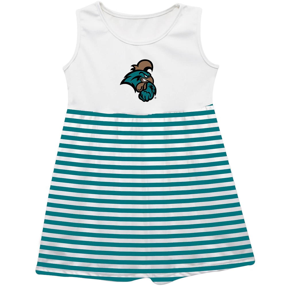 Girls Youth Vive La Fete Teal Coastal Carolina Chanticleers Striped Tank Top Dress