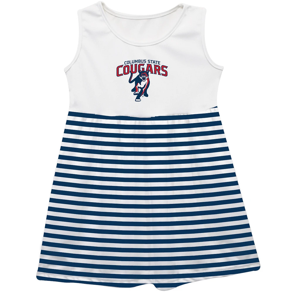 Girls Youth Vive La Fete Blue Columbus State Cougars Striped Tank Top Dress