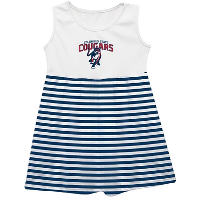 Girls Youth Vive La Fete  Blue Columbus State Cougars Striped Tank Top Dress