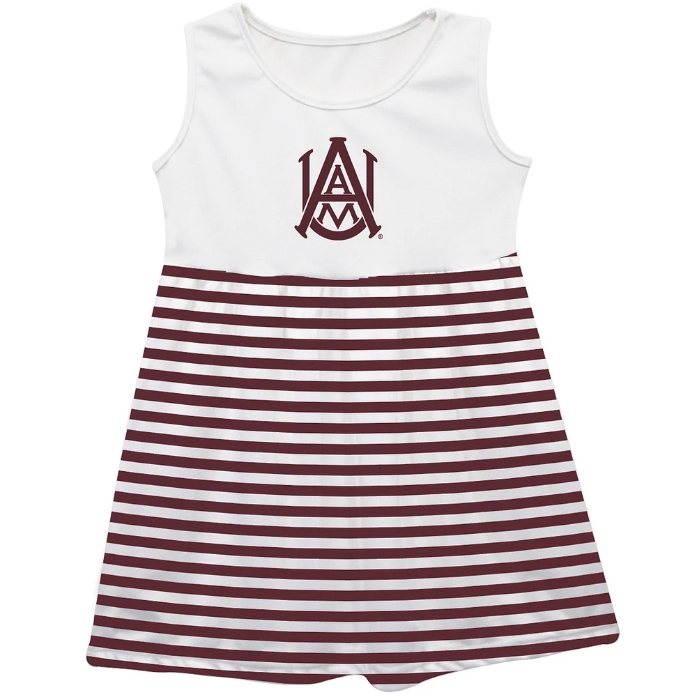 Girls Youth Vive La Fete Maroon Alabama A&M Bulldogs Striped Tank Top Dress