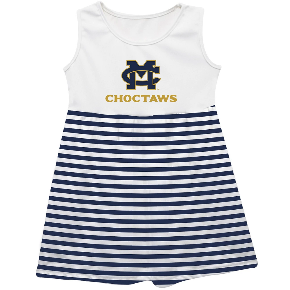Girls Youth Vive La Fete Navy Mississippi College Choctaws Striped Tank Top Dress