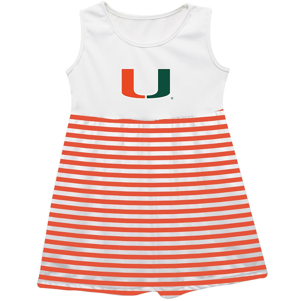 Girls Youth Vive La Fete Orange Miami Hurricanes Striped Tank Top Dress