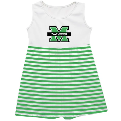 Girls Youth Vive La Fete Green Marshall Thundering Herd Striped Tank Top Dress