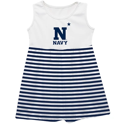 Girls Youth Vive La Fete  Navy Midshipmen Striped Tank Top Dress