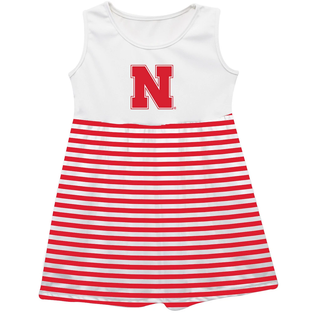Girls Youth Vive La Fete Scarlet Nebraska Huskers Striped Tank Top Dress