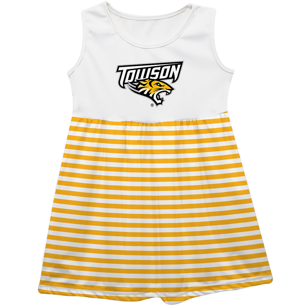 Girls Youth Vive La Fete Gold Towson Tigers Striped Tank Top Dress