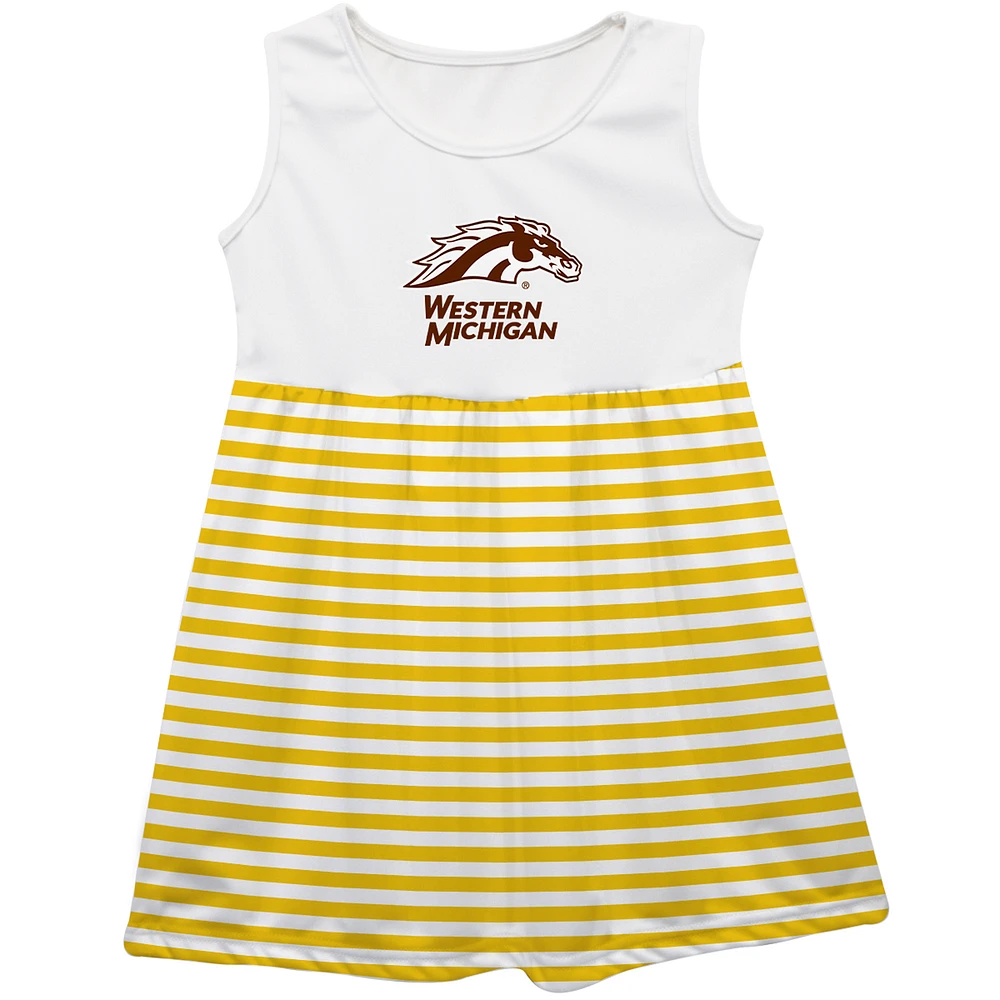 Girls Youth Vive La Fete Gold Western Michigan Broncos Striped Tank Top Dress
