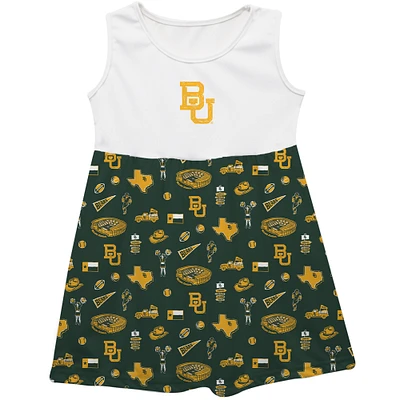 Girls Infant Vive La Fete  Green Baylor Bears Impressions Artwork Tank Top Dress