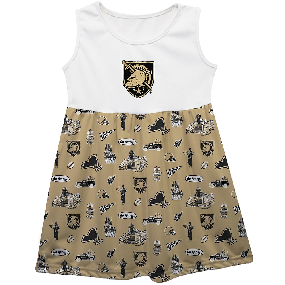 Girls Infant Vive La Fete Gold Army Black Knights Impressions Artwork Tank Top Dress
