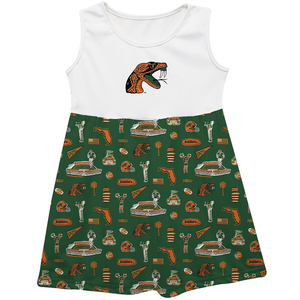 Girls Infant Vive La Fete Green Florida A&M Rattlers Impressions Artwork Tank Top Dress