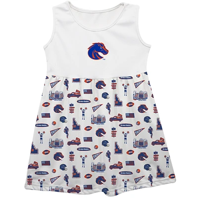 Girls Infant Vive La Fete White Boise State Broncos Impressions Artwork Tank Top Dress