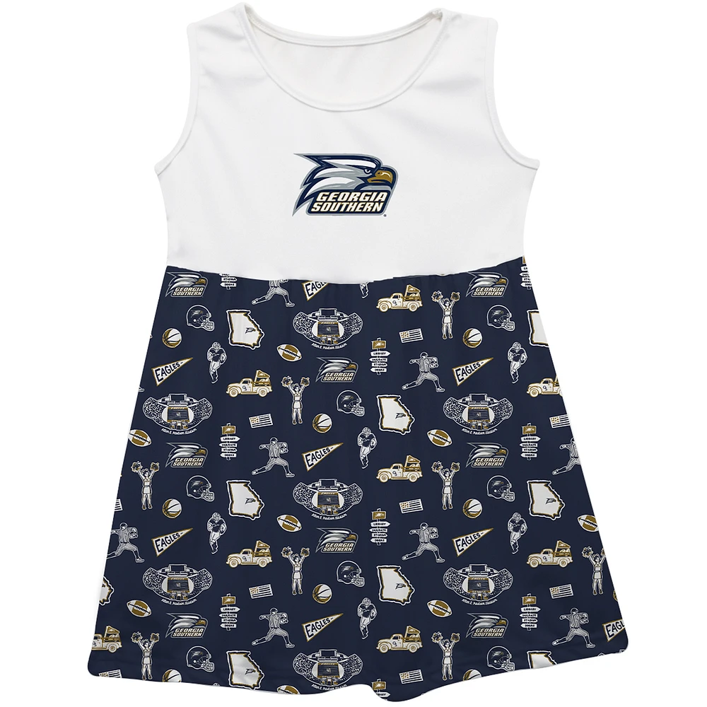 Girls Infant Vive La Fete  Navy Georgia Southern Eagles Impressions Artwork Tank Top Dress