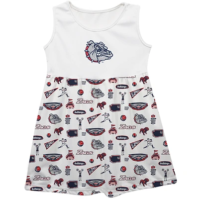 Girls Infant Vive La Fete  White Gonzaga Bulldogs Impressions Artwork Tank Top Dress