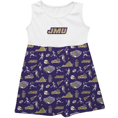 Girls Infant Vive La Fete  Purple James Madison Dukes Impressions Artwork Tank Top Dress