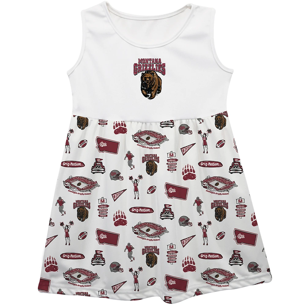 Girls Infant Vive La Fete White Montana Grizzlies Impressions Artwork Tank Top Dress