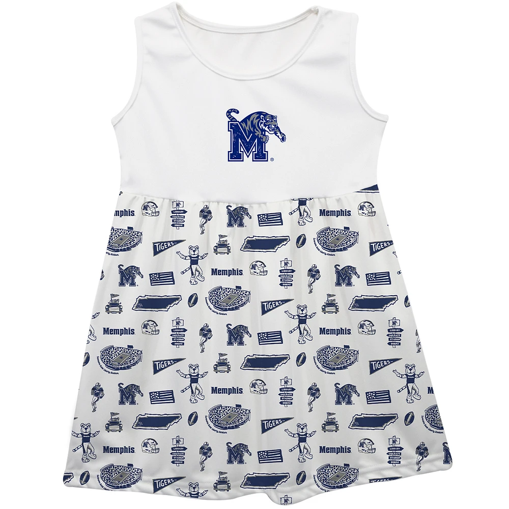 Girls Infant Vive La Fete White Memphis Tigers Impressions Artwork Tank Top Dress