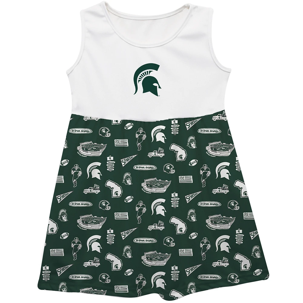 Girls Infant Vive La Fete Green Michigan State Spartans Impressions Artwork Tank Top Dress