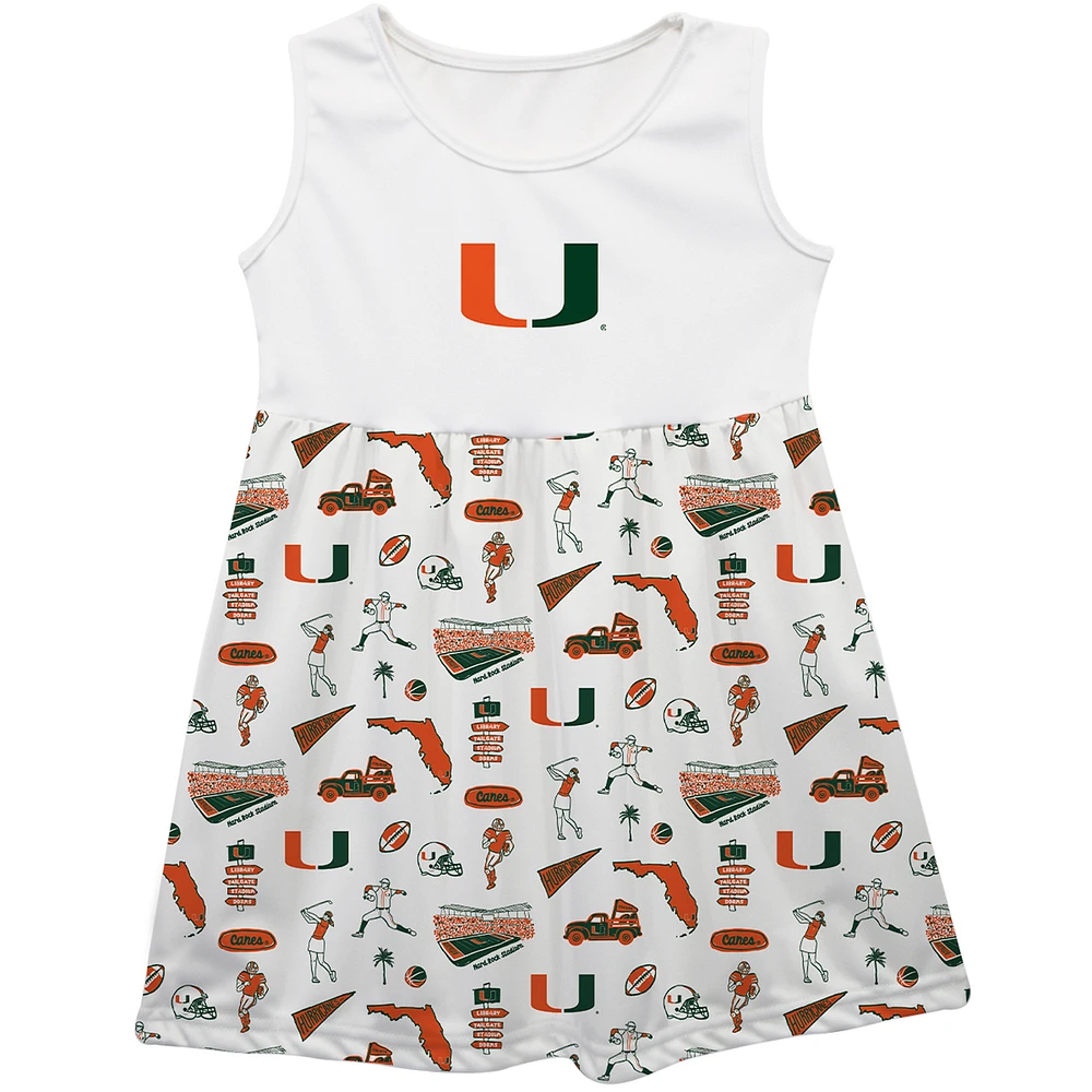 Girls Infant Vive La Fete White Miami Hurricanes Impressions Artwork Tank Top Dress