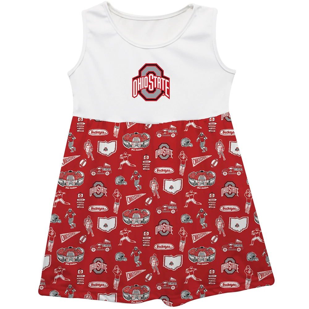 Girls Infant Vive La Fete Red Ohio State Buckeyes Impressions Artwork Tank Top Dress