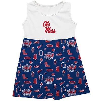 Girls Infant Vive La Fete  Navy Ole Miss Rebels Impressions Artwork Tank Top Dress