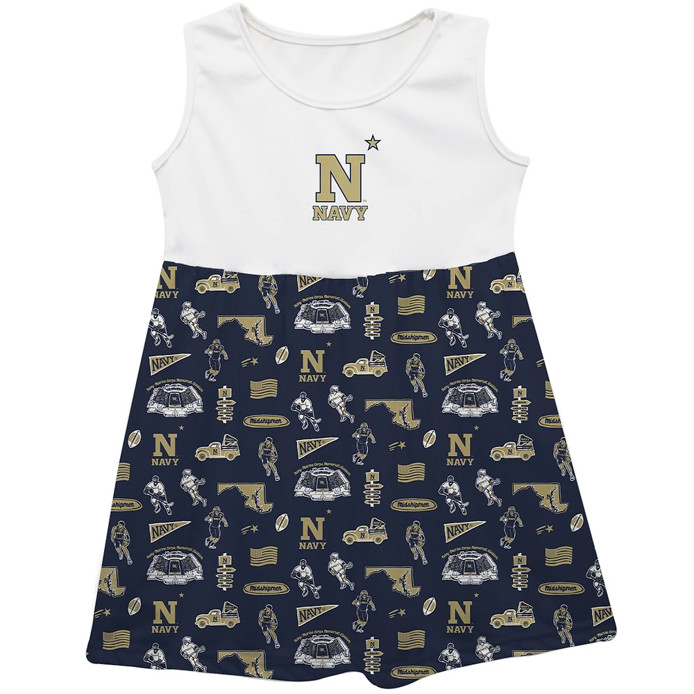 Girls Infant Vive La Fete Navy Midshipmen Impressions Artwork Tank Top Dress