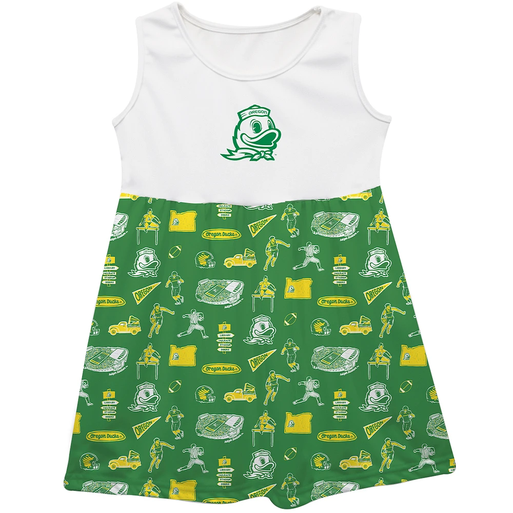 Girls Infant Vive La Fete Green Oregon Ducks Impressions Artwork Tank Top Dress