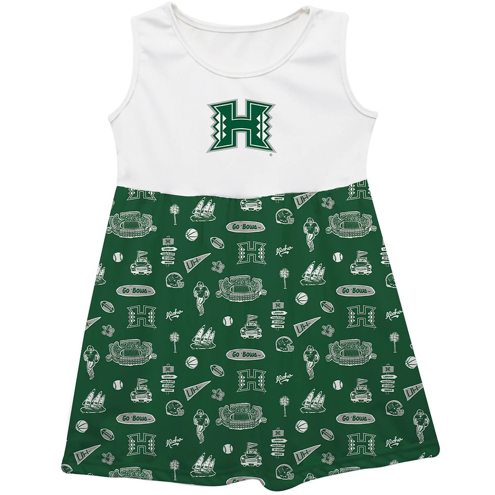 Girls Infant Vive La Fete  Green Hawaii Rainbow Warriors Impressions Artwork Tank Top Dress