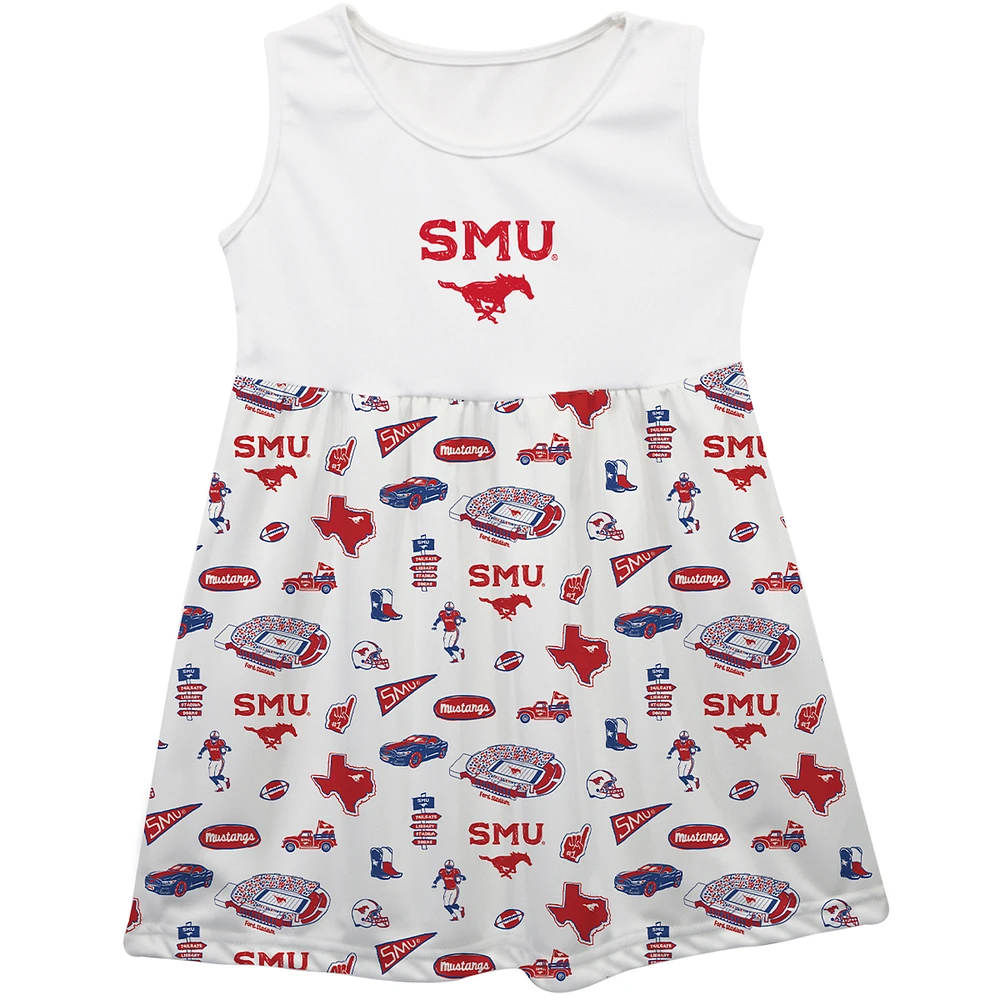 Girls Infant Vive La Fete White SMU Mustangs Impressions Artwork Tank Top Dress