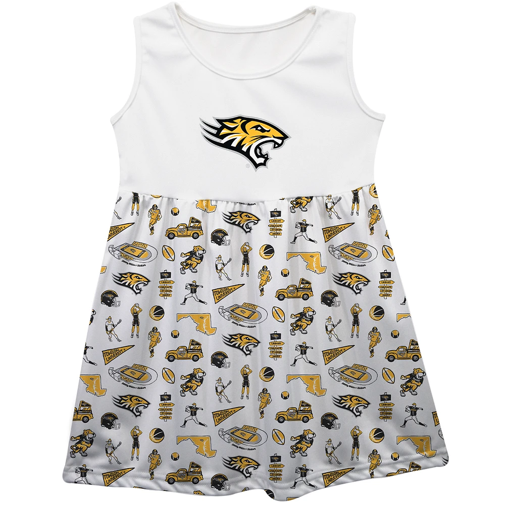 Girls Infant Vive La Fete White Towson Tigers Impressions Artwork Tank Top Dress