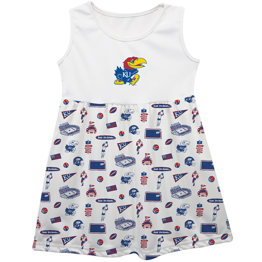 Girls Infant Vive La Fete White Kansas Jayhawks Impressions Artwork Tank Top Dress