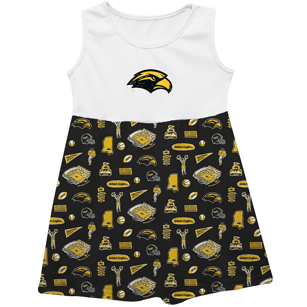 Girls Infant Vive La Fete Black Southern Miss Golden Eagles Impressions Artwork Tank Top Dress