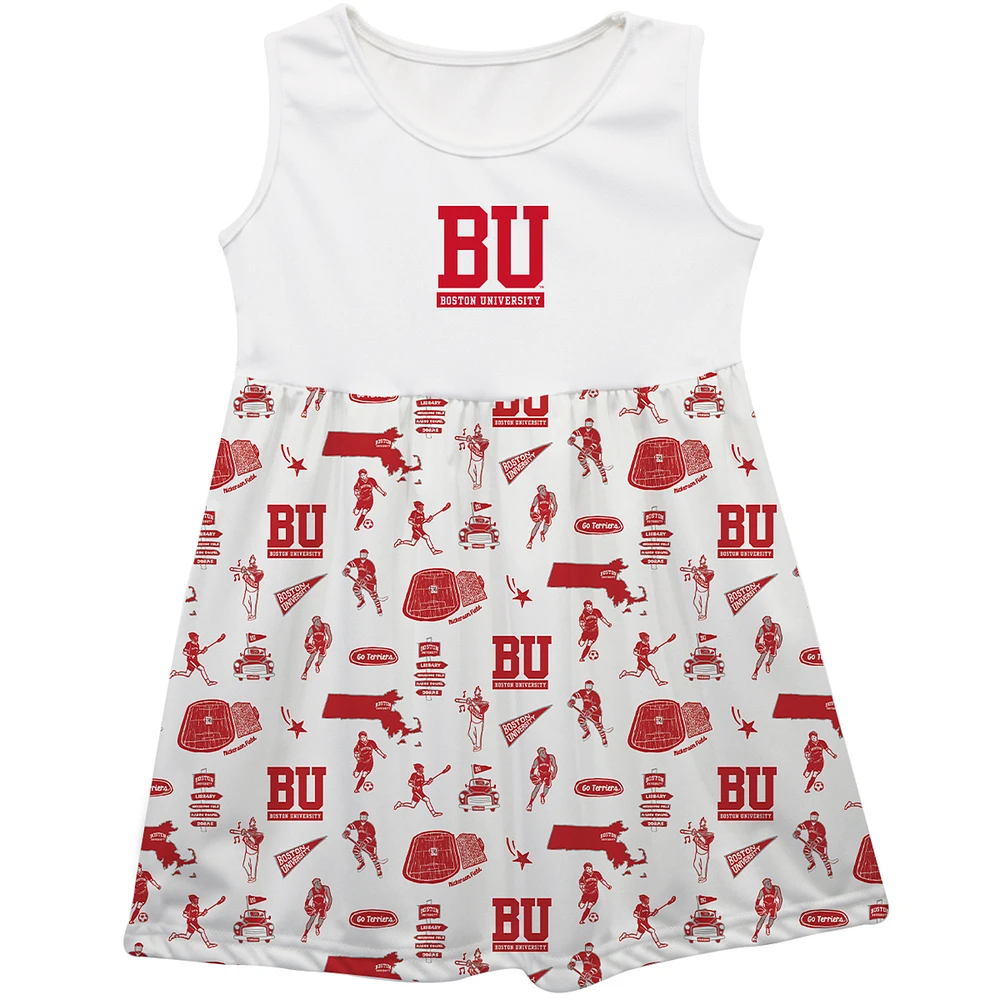 Girls Toddler Vive La Fete White Boston University Impressions Artwork Tank Top Dress
