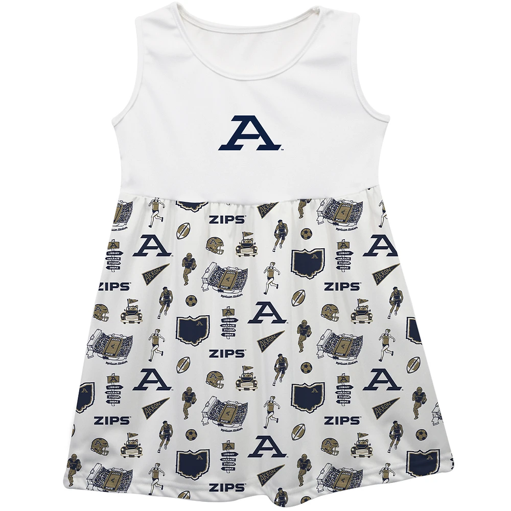 Girls Toddler Vive La Fete White Akron Zips Impressions Artwork Tank Top Dress