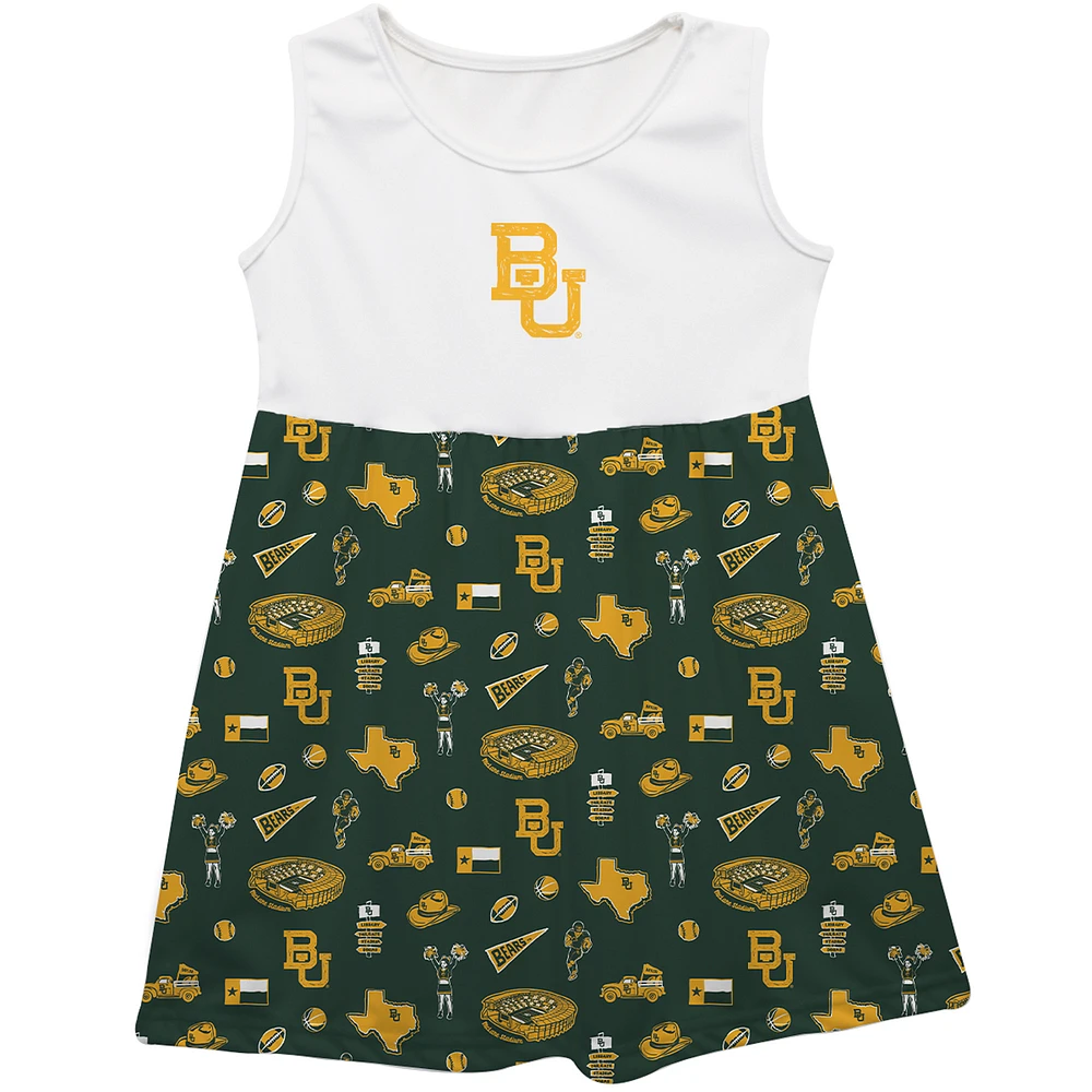 Girls Toddler Vive La Fete Green Baylor Bears Impressions Artwork Tank Top Dress