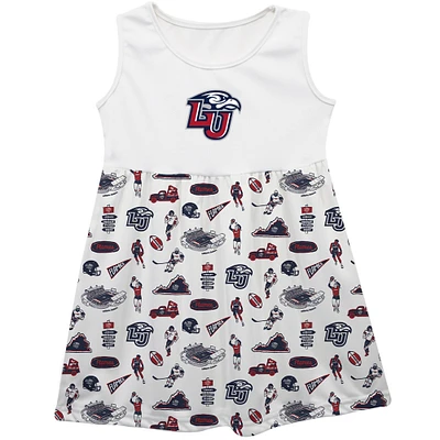 Girls Toddler Vive La Fete  White Liberty Flames Impressions Artwork Tank Top Dress