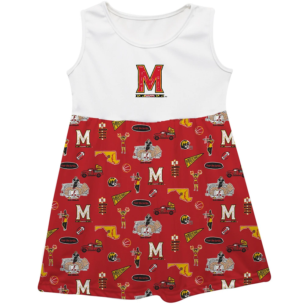 Girls Toddler Vive La Fete Red Maryland Terrapins Impressions Artwork Tank Top Dress