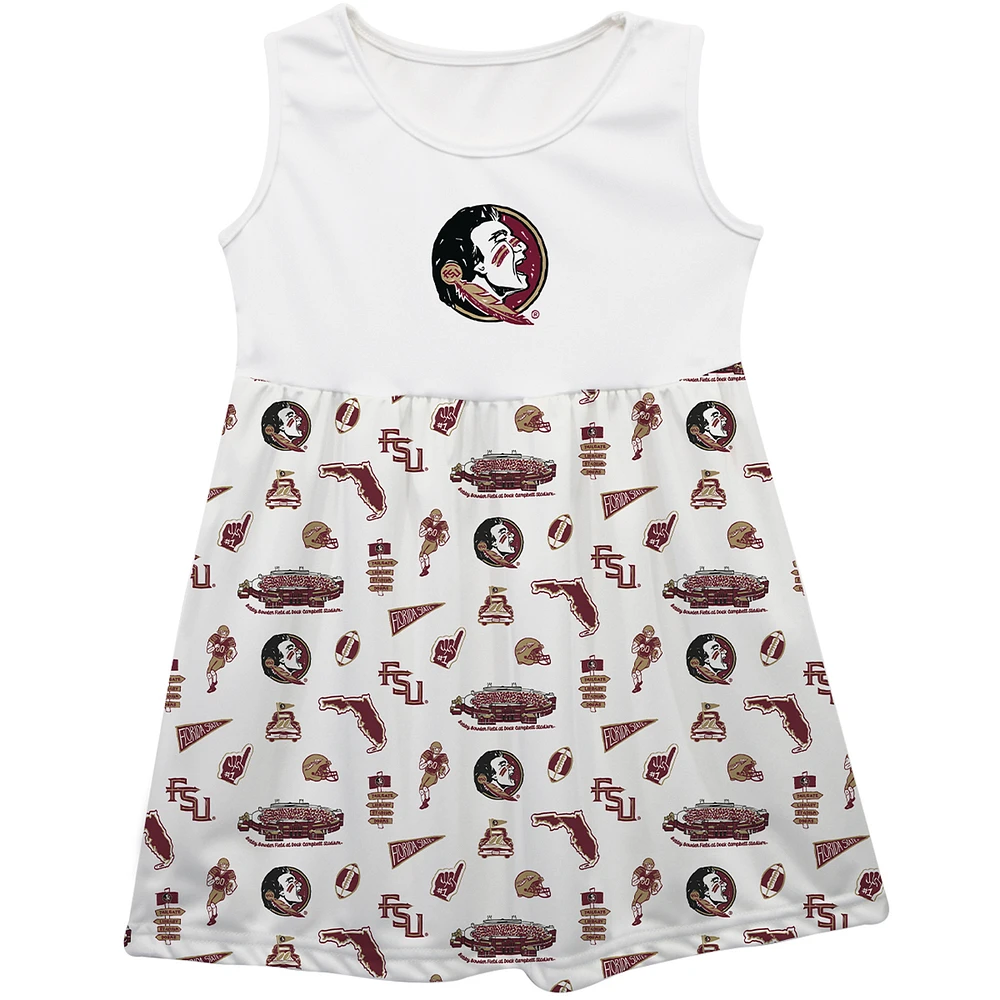Girls Toddler Vive La Fete White Florida State Seminoles Impressions Artwork Tank Top Dress