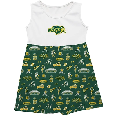 Girls Toddler Vive La Fete Green NDSU Bison Impressions Artwork Tank Top Dress