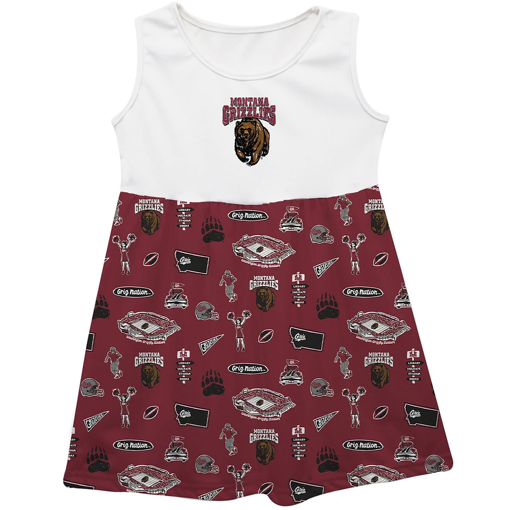 Girls Toddler Vive La Fete Maroon Montana Grizzlies Impressions Artwork Tank Top Dress