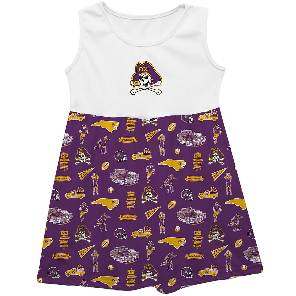 Girls Toddler Vive La Fete Purple ECU Pirates Impressions Artwork Tank Top Dress