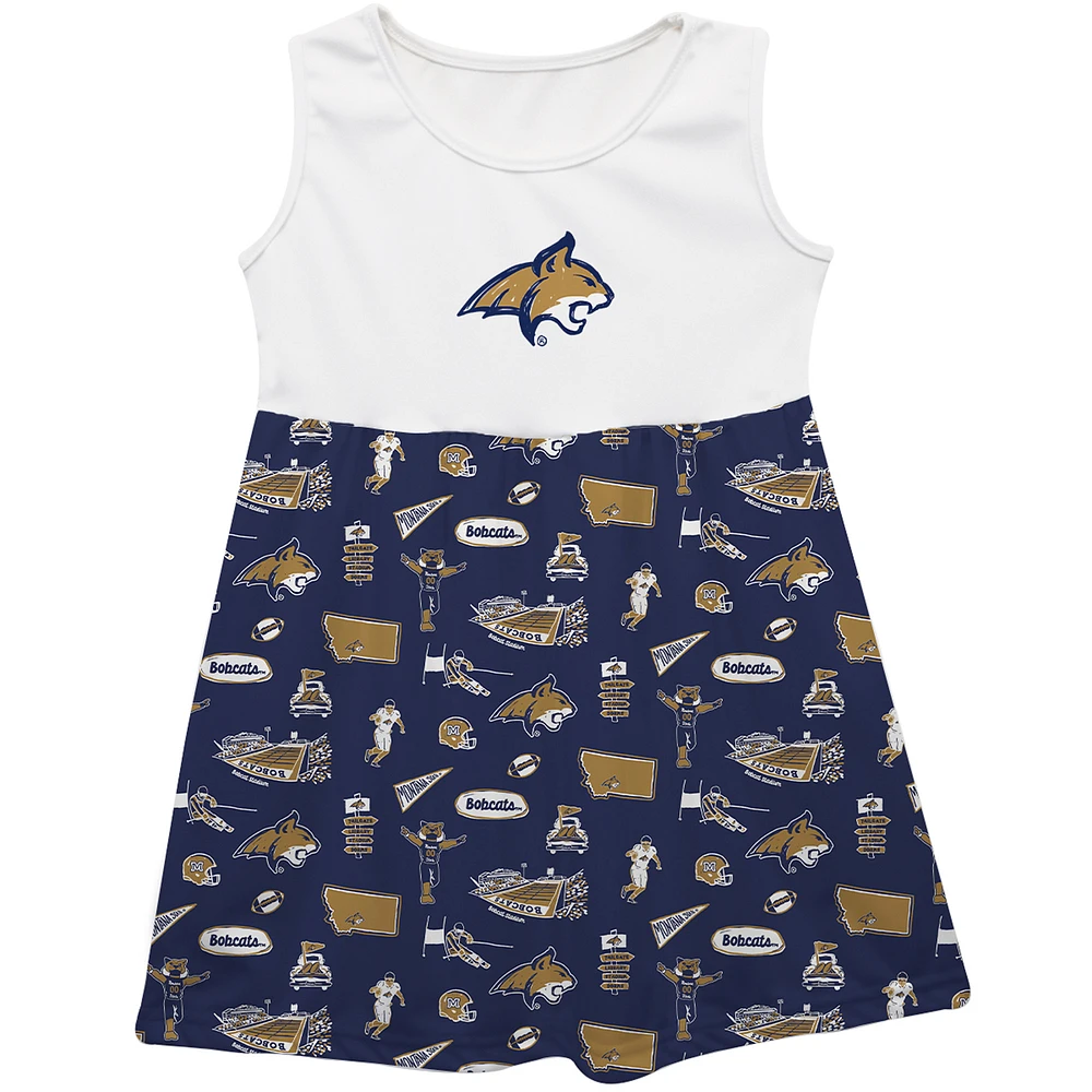 Girls Toddler Vive La Fete Navy Montana State Bobcats Impressions Artwork Tank Top Dress
