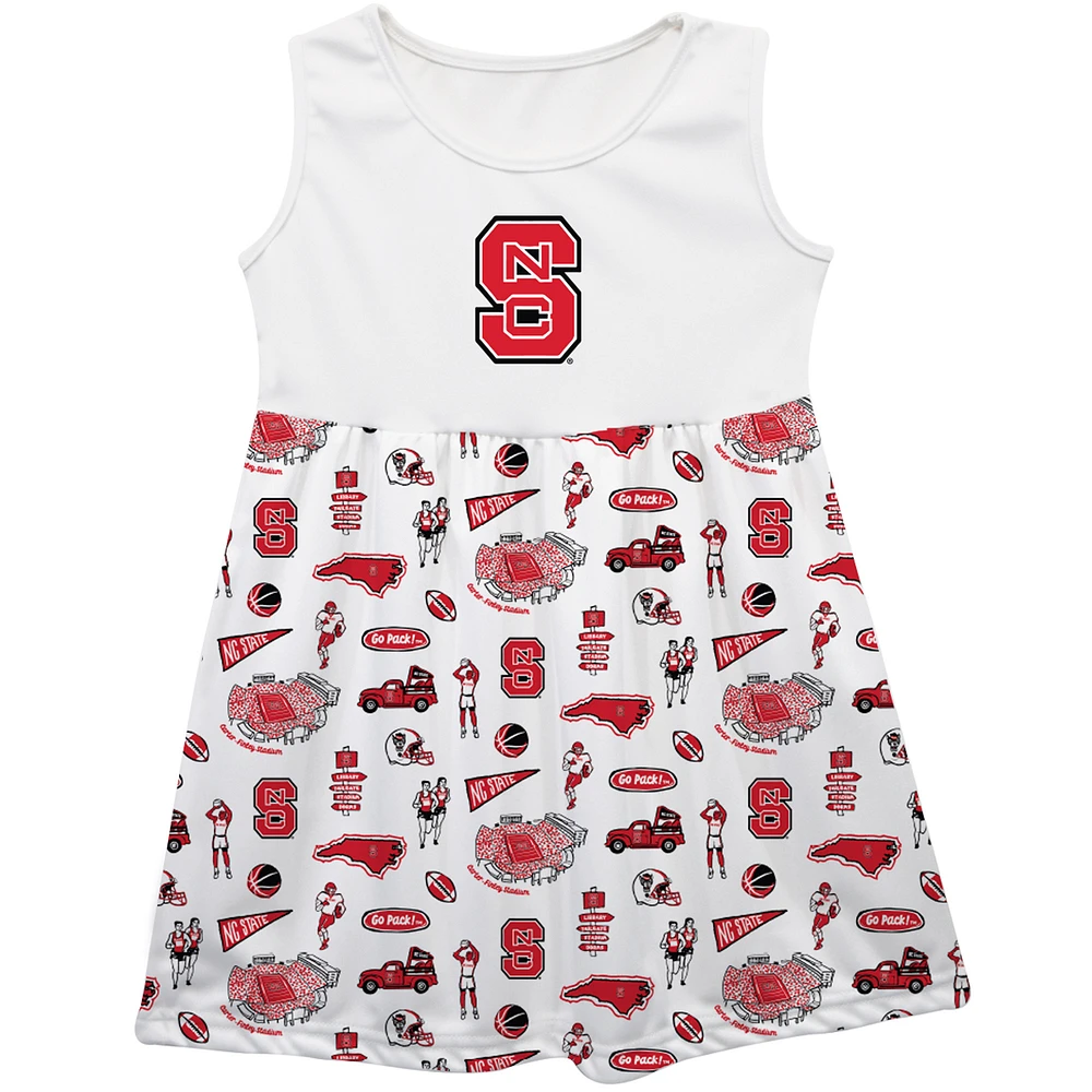 Girls Toddler Vive La Fete White NC State Wolfpack Impressions Artwork Tank Top Dress