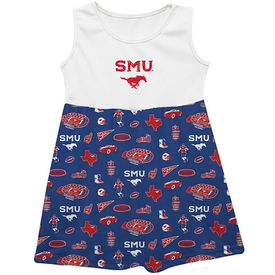 Girls Toddler Vive La Fete  Navy SMU Mustangs Impressions Artwork Tank Top Dress
