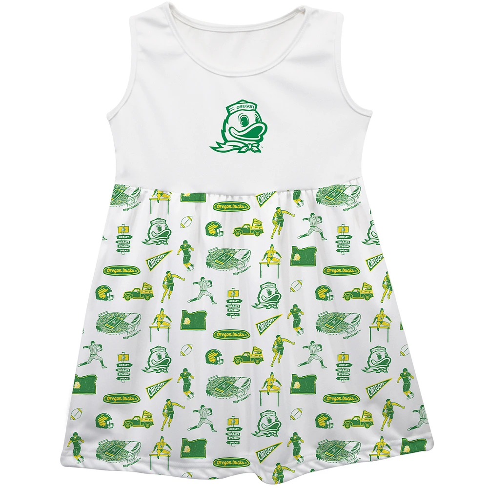 Girls Toddler Vive La Fete White Oregon Ducks Impressions Artwork Tank Top Dress