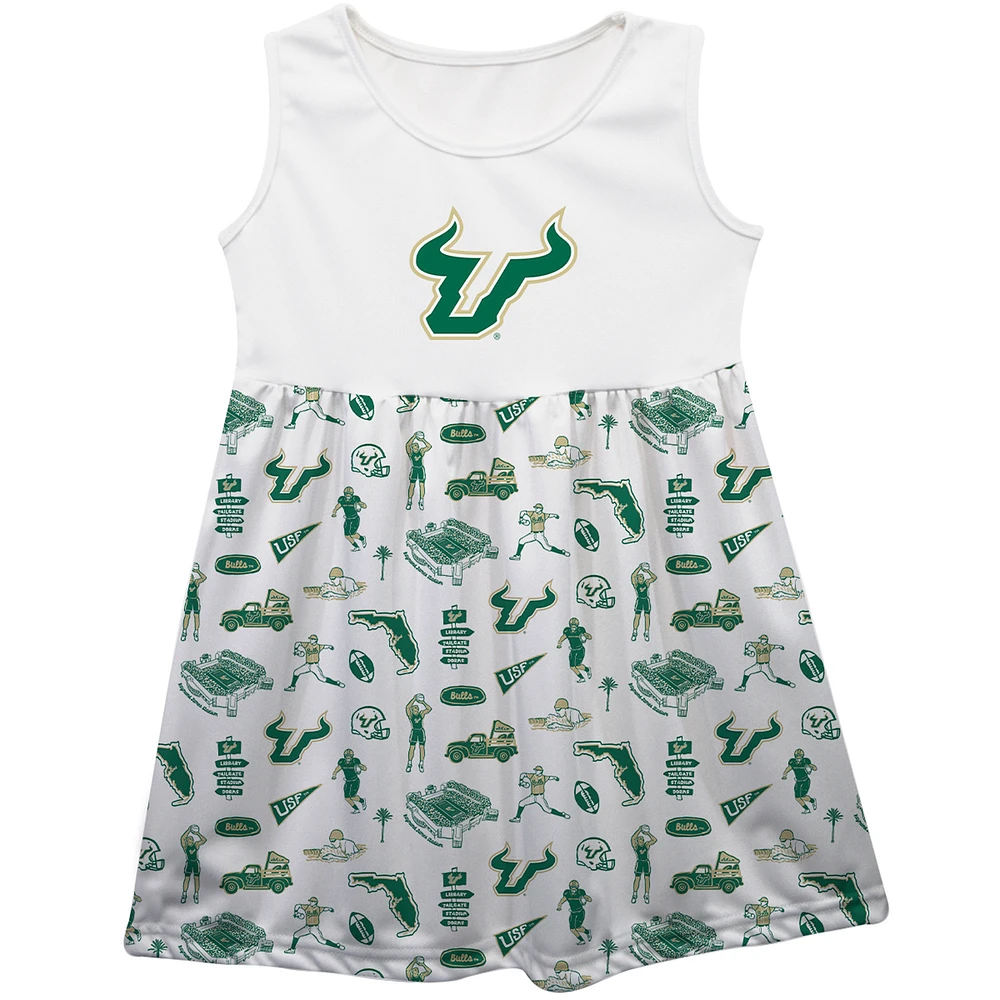 Girls Toddler Vive La Fete White South Florida Bulls Impressions Artwork Tank Top Dress