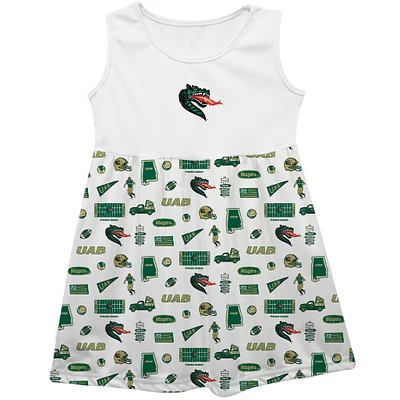 Girls Toddler Vive La Fete White UAB Blazers Impressions Artwork Tank Top Dress