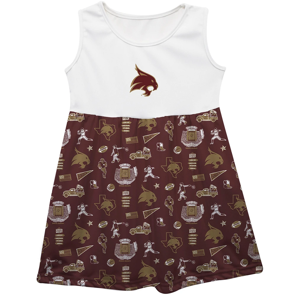 Girls Toddler Vive La Fete Maroon Texas State Bobcats Impressions Artwork Tank Top Dress