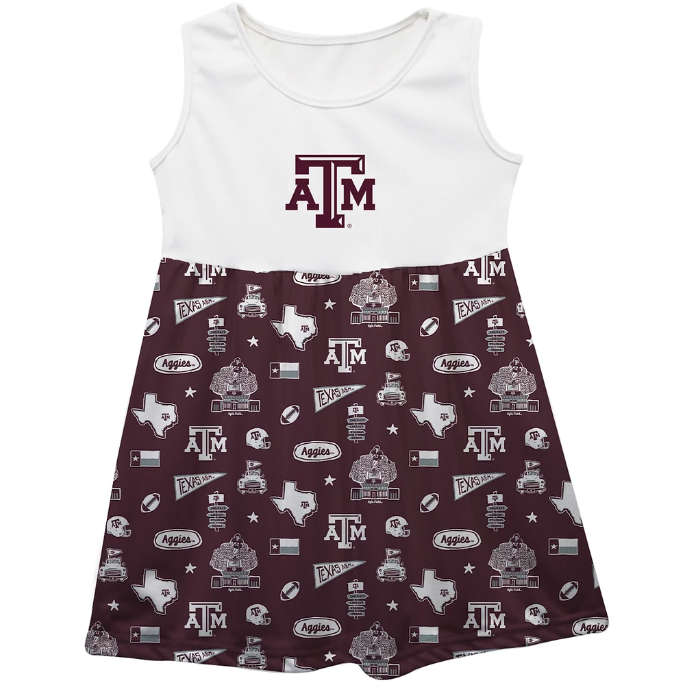 Girls Toddler Vive La Fete Maroon Texas A&M Aggies Impressions Artwork Tank Top Dress