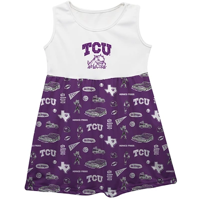 Girls Toddler Vive La Fete Purple TCU Horned Frogs Impressions Artwork Tank Top Dress